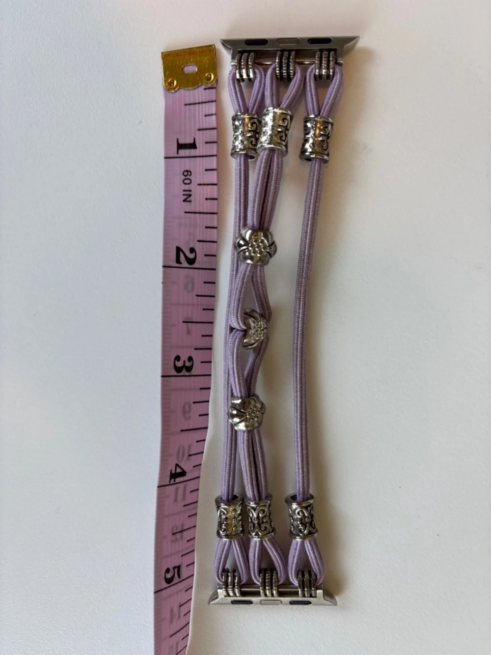 Tildon Lavender Multi-Strand Watch Connector with Silver-Tone Beads - Picture 4 of 4